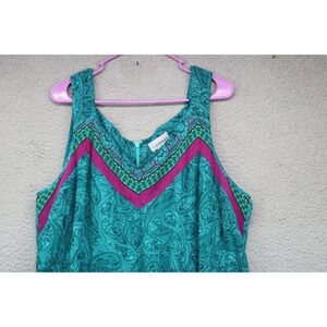 Catherine's Paisley Teal and Purple Chiffon Dress-Size 2X(22-24W)Asymmetrical